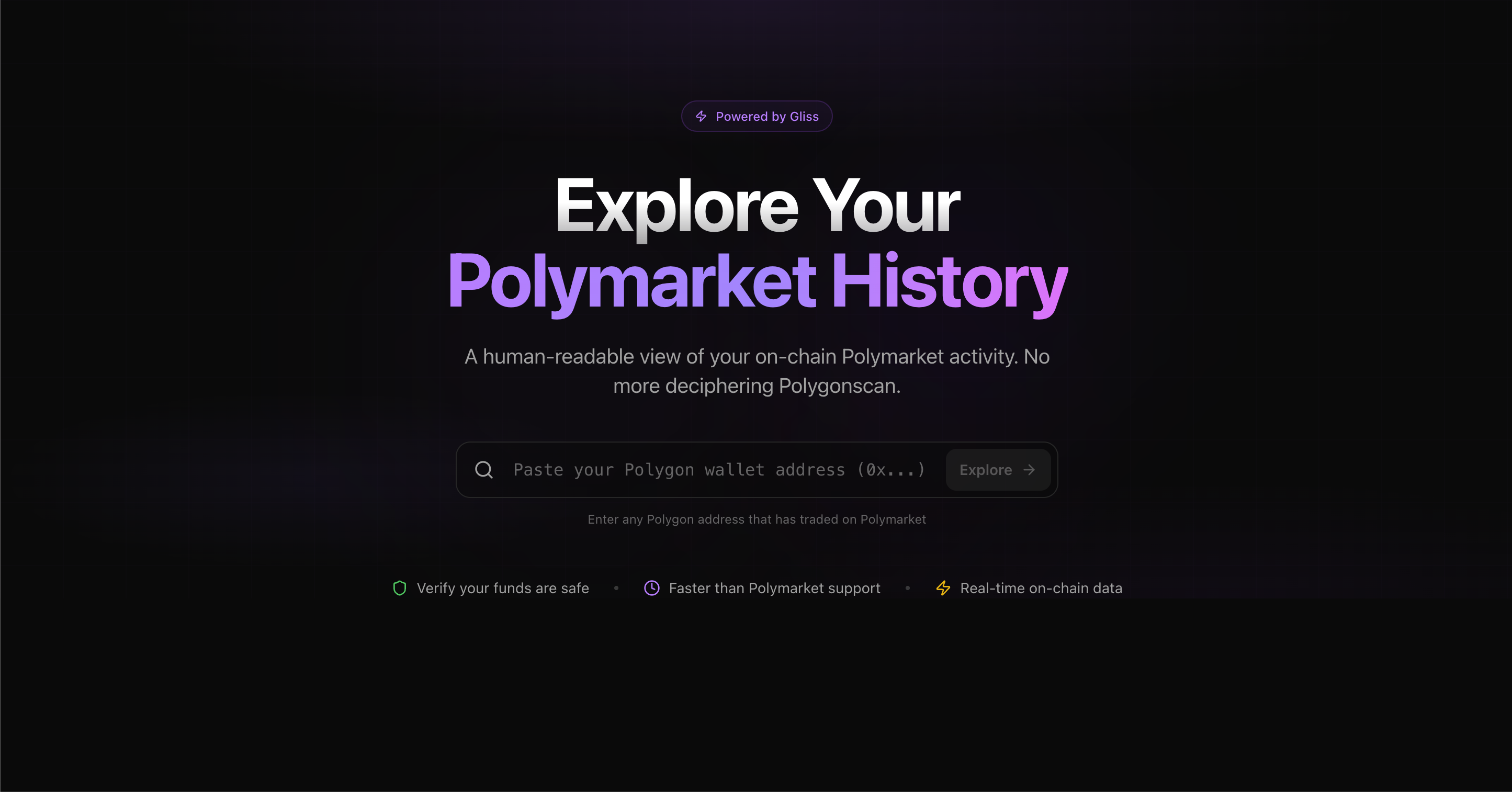 Polyscan Logo Polyscan - Explore Your Polymarket History | Gliss